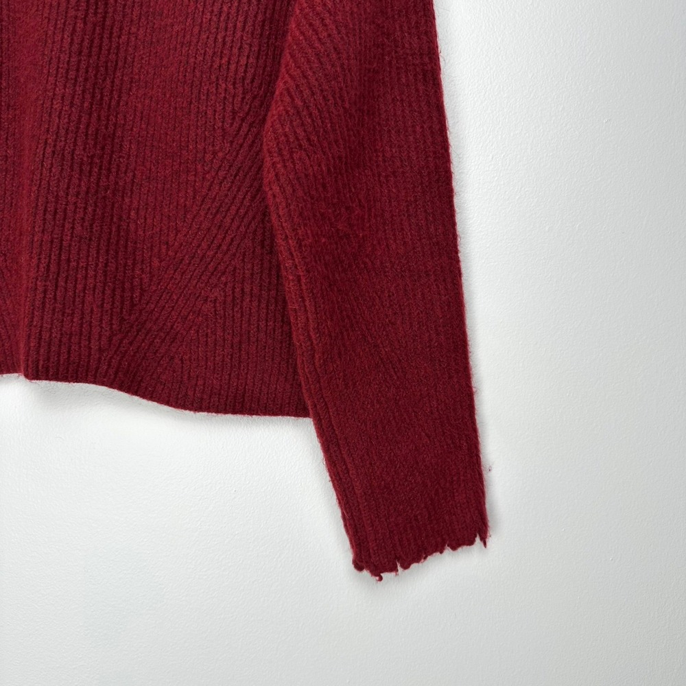 Favorite Daughter The Oma Wool Blend Raw Edge Ribbed Sweater Burgundy XS - Picture 12 of 14